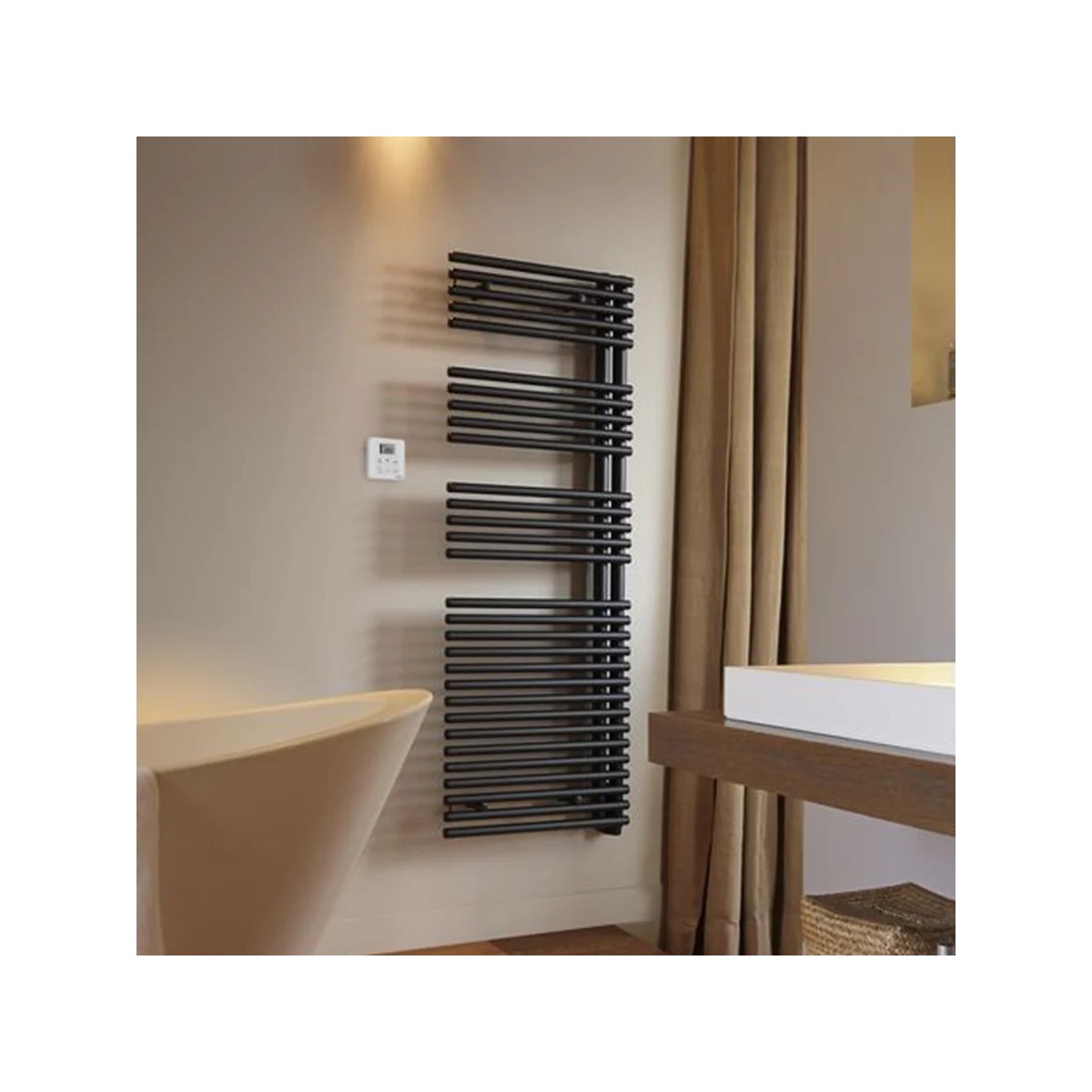 Sèche-serviette ACOVA CALA Asymétrique à Droite électrique 500W Black Matt 0557 TLNR-050-50/GFC0557