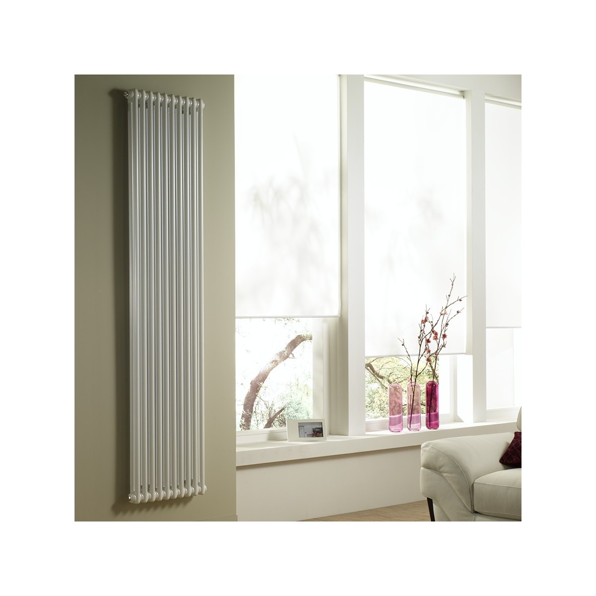 Radiateur eau chaude vertical VUELTA 1736W White Matt 0556 - ACOVA M2C2-14-180C0556