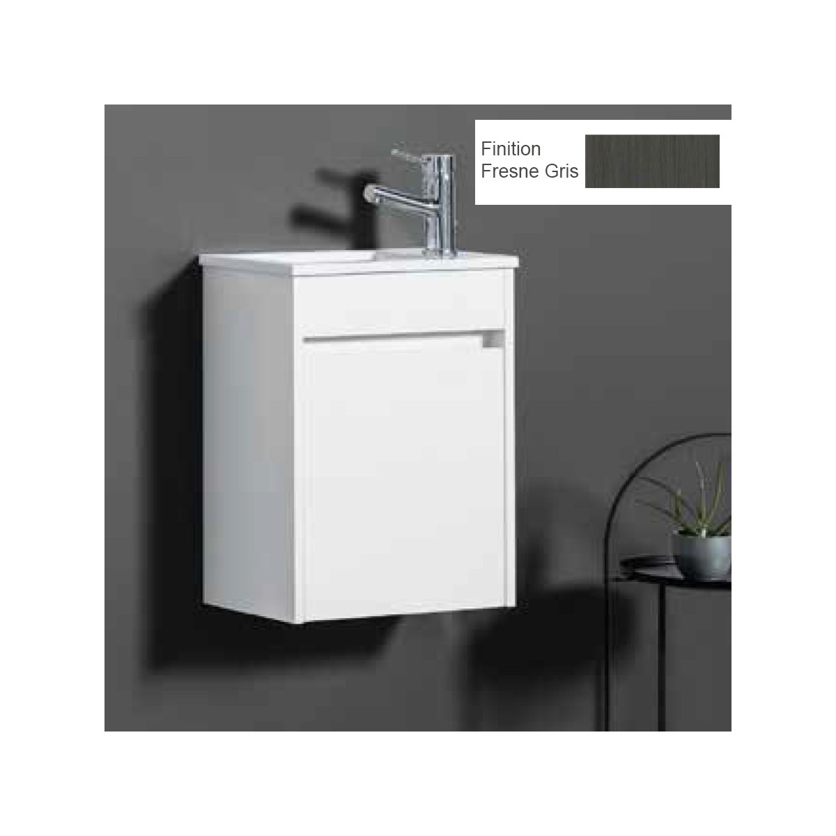 Ensemble meuble lave-mains et vasque Fresne Gris - ARMOBANY MI4013F