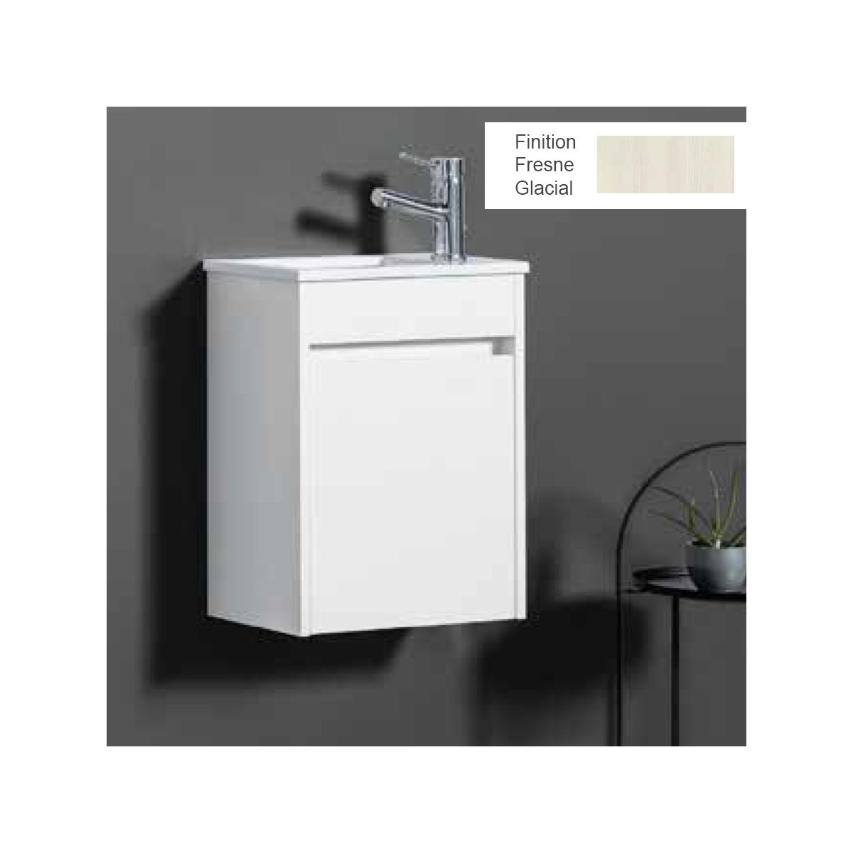 Ensemble meuble lave-mains et vasque Fresne Glacial - ARMOBANY MI4030F