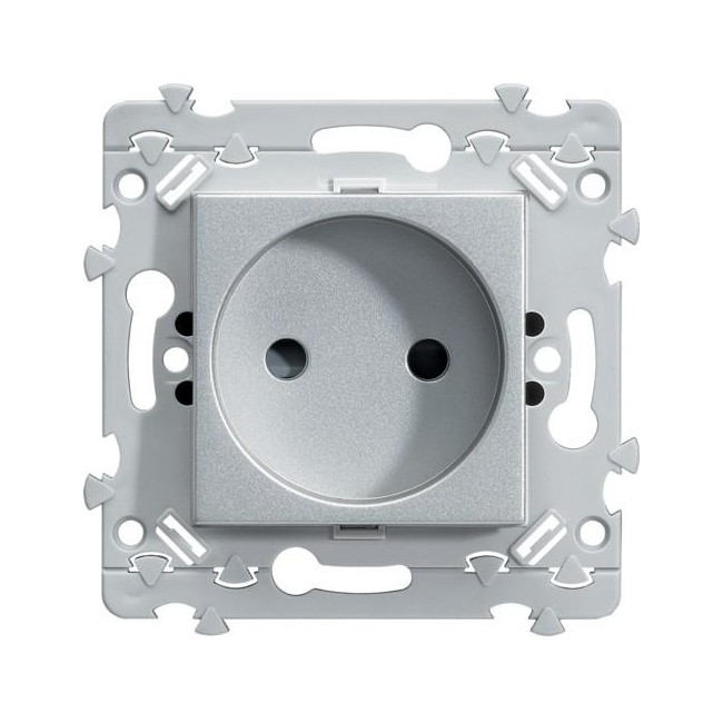 ess. Prise 2P 16A à vis Titane HAGER WE102T