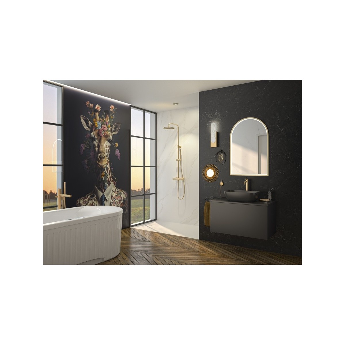 Colonne Aquadiva thermostatique finition or brossé - KINEDO CD368 