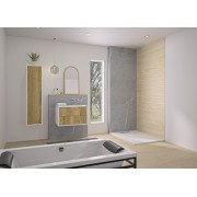 Integra Essentiel+ 100X250 décor marbre gris galet profilé argent brillant - KINEDO IN1-101-A-RX-NXK 