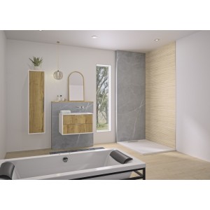Integra Essentiel+ 100X250 décor marbre gris galet profilé argent brillant - KINEDO IN1-101-A-RX-NXK 