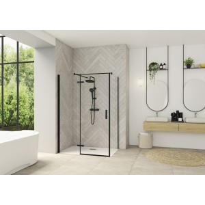 Paroi Smart Design P Charnières ss seuil pour P+F 90 gris noir transp gauche - KINEDO PA1611NTNEG 