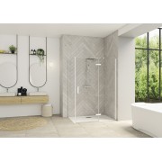 Paroi Smart Design P Charnières ss seuil pour P+F 100 blanc transp droite - KINEDO PA1612BTNED 
