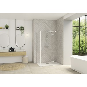 Paroi Smart Design P Charnières ss seuil pour P+F 120 blanc transp droite - KINEDO PA1614BTNED 