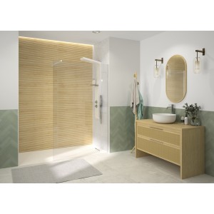 Paroi Solo 6 verre 6mm largeur 90 cm Hauteur 190 cm profilé blanc mat - KINEDO PA2402BTN 