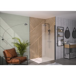 Paroi Solo 6+ verre 6mm cosmos XL 50 cm H200 cm noir mat - KINEDO PA2410NCOXE 