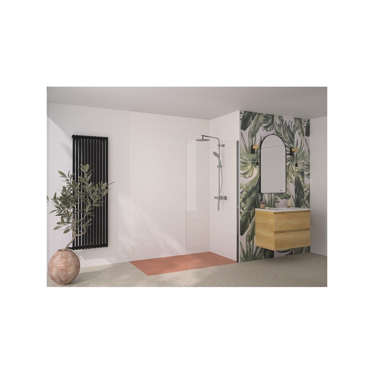 Paroi Solo 6+ verre 6mm transparent 60 cm H200 cm chromé - KINEDO PA2411CTNE 
