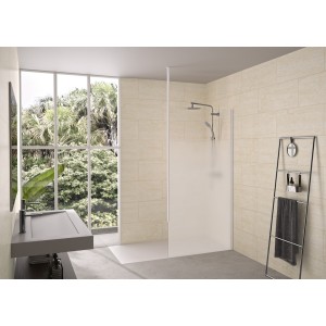 Paroi Solo 6+ verre 6mm cosmos XL 100 cm H200 cm blanc grainé Mât - KINEDO PA2415BCOXEM 