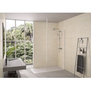Paroi Solo 6+ verre 6mm transparent 120 cm H200 cm blanc grainé Mât - KINEDO PA2417BTNEM 