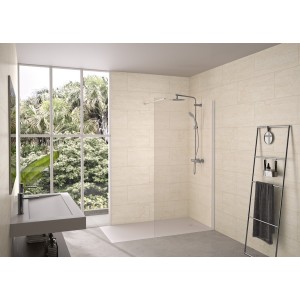 Paroi Solo 6+ verre 6mm transparent 120 cm H200 cm blanc grainé - KINEDO PA2417BTNE 