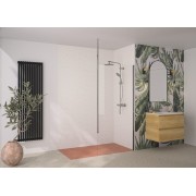 Paroi Solo 6+ verre 6mm transparent 80 cm H225cm chromé Mât - KINEDO PA2430CTNEM 