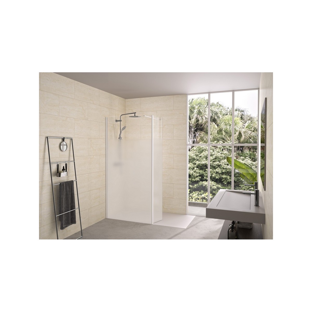 Volet pivotant 35cm pour Solo 6+ blanc grainé cosmos XL profilé à gauche - KINEDO PA2495BCOXEG 