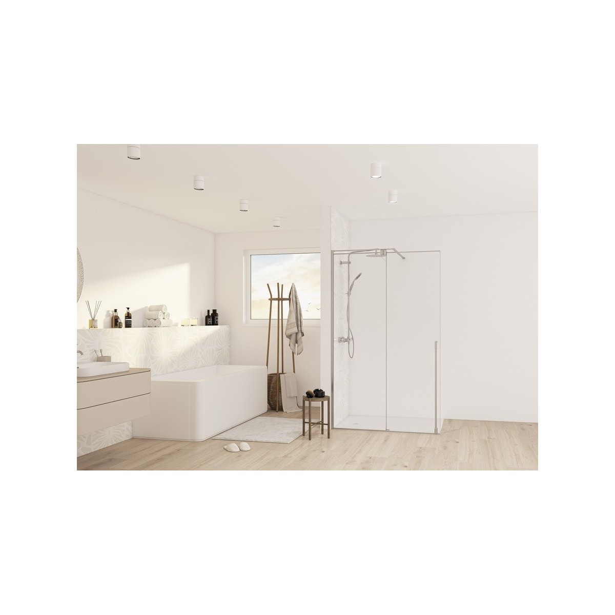Paroi walk in Solo C coulissante 8mm 140 cm chromé transparent - KINEDO PA2531CTNE 