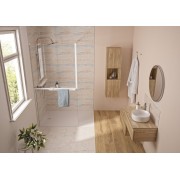 Paroi walk in accessoirisée Solo Z 100 cm blanc mat transparent - KINEDO PA2586BTNE 