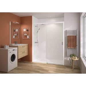 Paroi Smart Express+ coulissante sans seuil 6mm 160 cm H200 blanc - KINEDO PA2716BTNE 