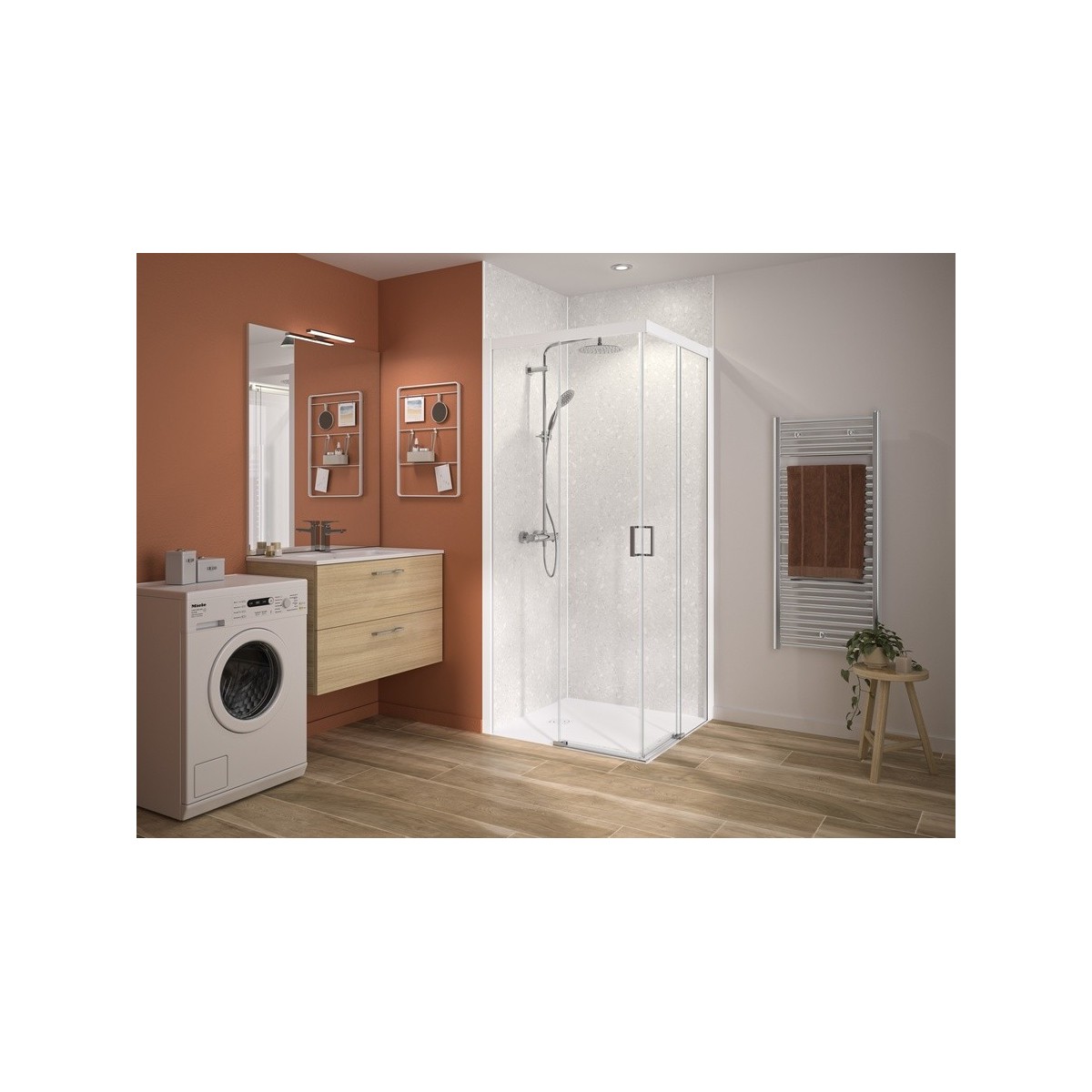 Accès d'angle Smart Express+ 6mm 90 cm H200 blanc - KINEDO PA2771BTNE 