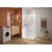 Paroi 2 Portes ss seuil 6mm pour 2P+F 90cm H200cm Blanc brillant - KINEDO PA2791BTNE 