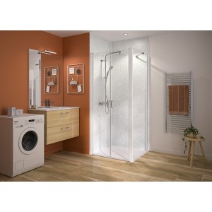 Paroi 2 Portes ss seuil 6mm pour 2P+F 90cm H200cm Blanc brillant - KINEDO PA2791BTNE 