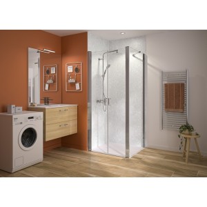 Paroi 2 Portes ss seuil 6mm pour 2P+F 100cm H200cm Chromé - KINEDO PA2792CTNE 