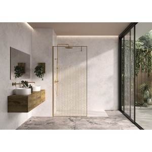 Paroi Solo Graphik 6mm 100 cm or brossé décor curvia profilé à gauche - KINEDO PA792DCRVEG 