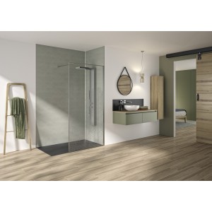 Paroi Solo Graphik 6mm 120 cm inox brossé décor curvia profilé à droite - KINEDO PA793ICRVED 