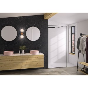 Paroi Solo Design+ cadrée 6mm 80 cm noir mat flûte profilé à gauche - KINEDO PA8240NMFLTEG 