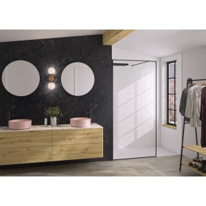 Paroi Solo Design+ cadrée 6mm 80 cm noir mat transparent - KINEDO PA8240NMTNE 