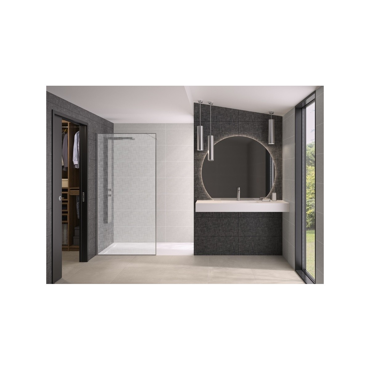 Paroi Solo Design+ cadrée 6mm 90 cm inox brossé tissage - KINEDO PA8241ITSGE 