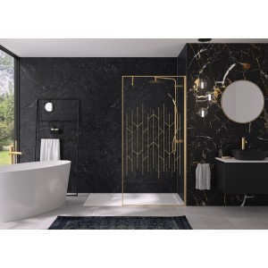 Paroi Solo Design+ cadrée 6mm 100 cm or brossé art déco - KINEDO PA8242DARTE 