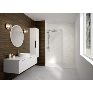 Paroi Solo Design+ cadrée 6mm 120 cm blanc grainé flûte profilé à gauche - KINEDO PA8243BGFLTEG 