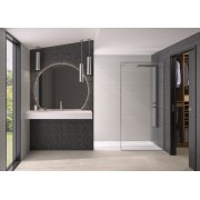 Paroi Solo Design+ cadrée 6mm 120 cm inox brossé flûte profilé à droite - KINEDO PA8243IFLTED 