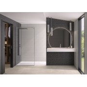 Paroi Solo Design+ cadrée 6mm 120 cm inox brossé flûte profilé à gauche - KINEDO PA8243IFLTEG 