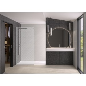 Paroi Solo Design+ cadrée 6mm 120 cm inox brossé tissage - KINEDO PA8243ITSGE 
