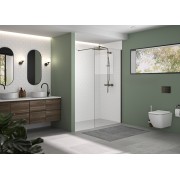 Paroi Solo Design 6mm 80 cm graphite brossé transparent - KINEDO PA8260GTNE 