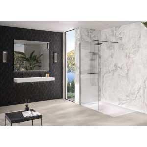 Paroi Solo Design 6mm 80 cm noir mat flûte - KINEDO PA8260NMFLTE 