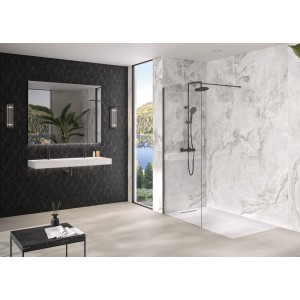 Paroi Solo Design 6mm 80 cm noir mat transparent - KINEDO PA8260NMTNE 