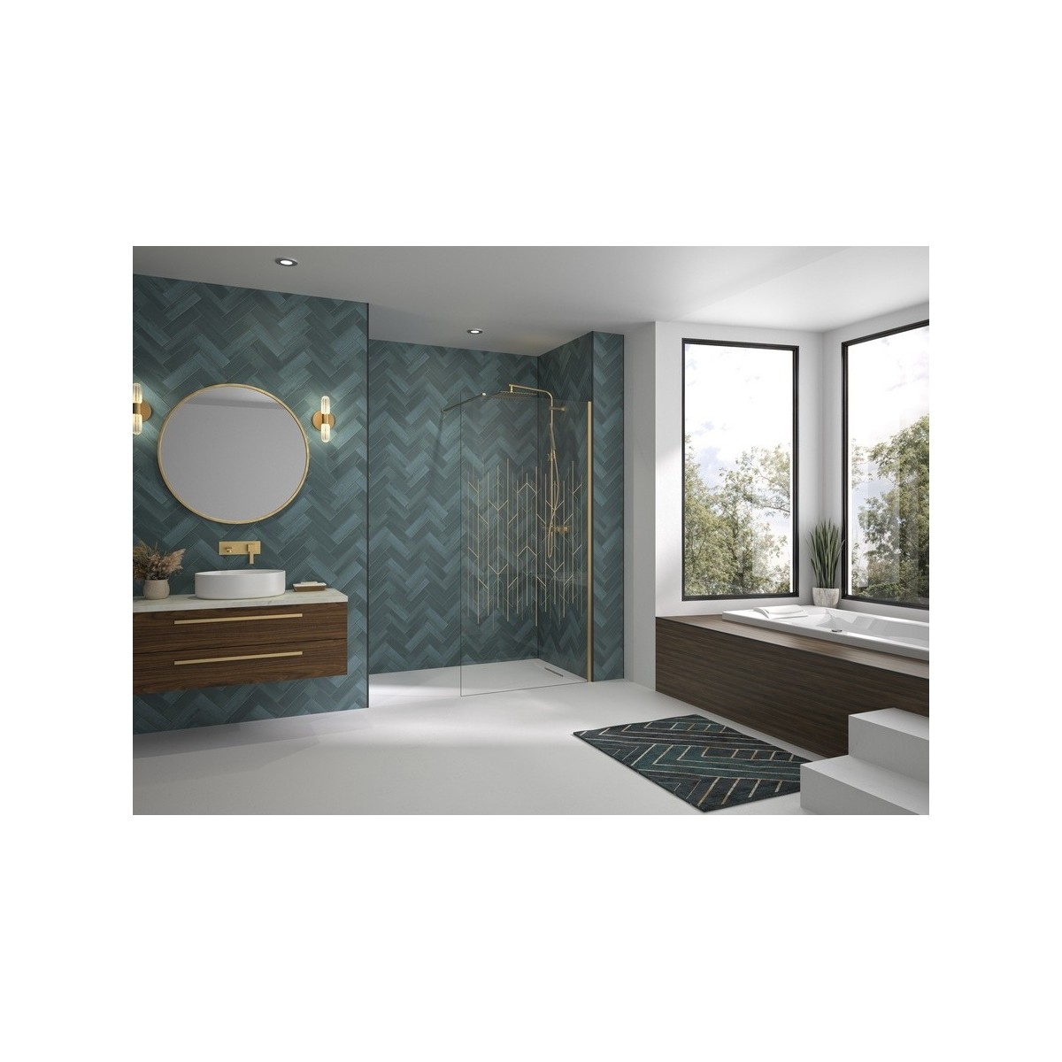Paroi Solo Design 6mm 90 cm or brossé art déco - KINEDO PA8261DARTE 