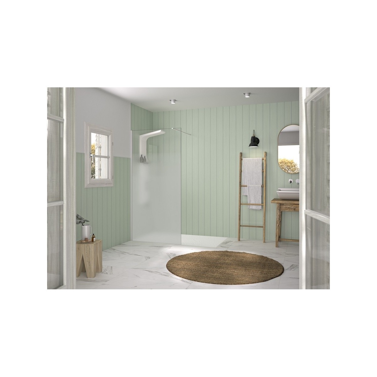 Paroi Solo Design 6mm 120 cm blanc grainé cosmos XL - KINEDO PA8263BGCOXE 
