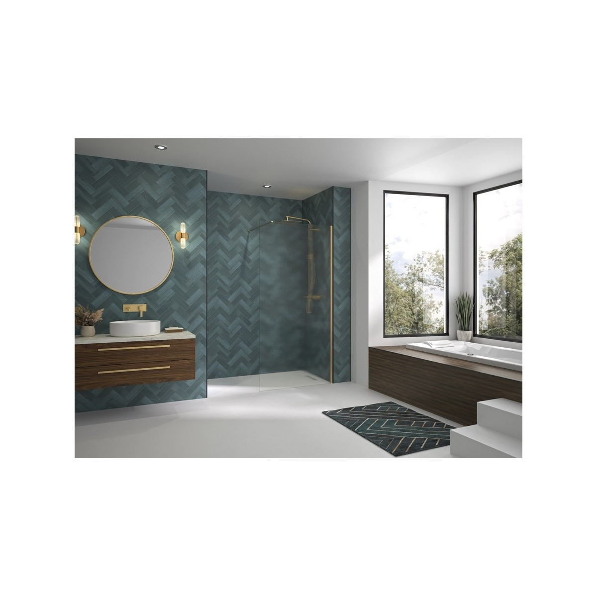 Paroi Solo Design 6mm 120 cm or brossé flûte - KINEDO PA8263DFLTE 