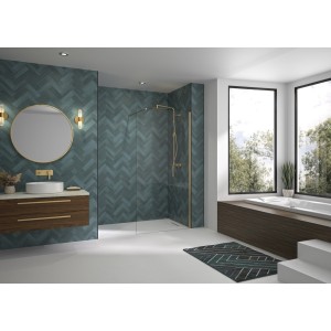 Paroi Solo Design 6mm 120 cm or brossé transparent - KINEDO PA8263DTNE 