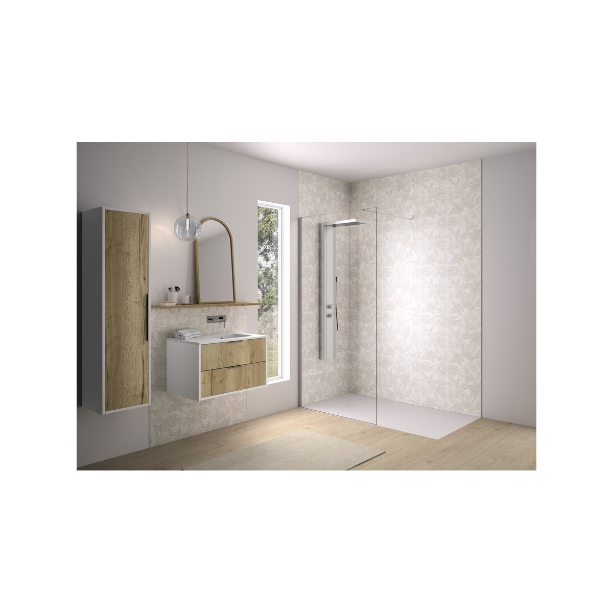 Paroi Solo Design 6mm 140 cm inox brossé transparent - KINEDO PA8264ITNE 