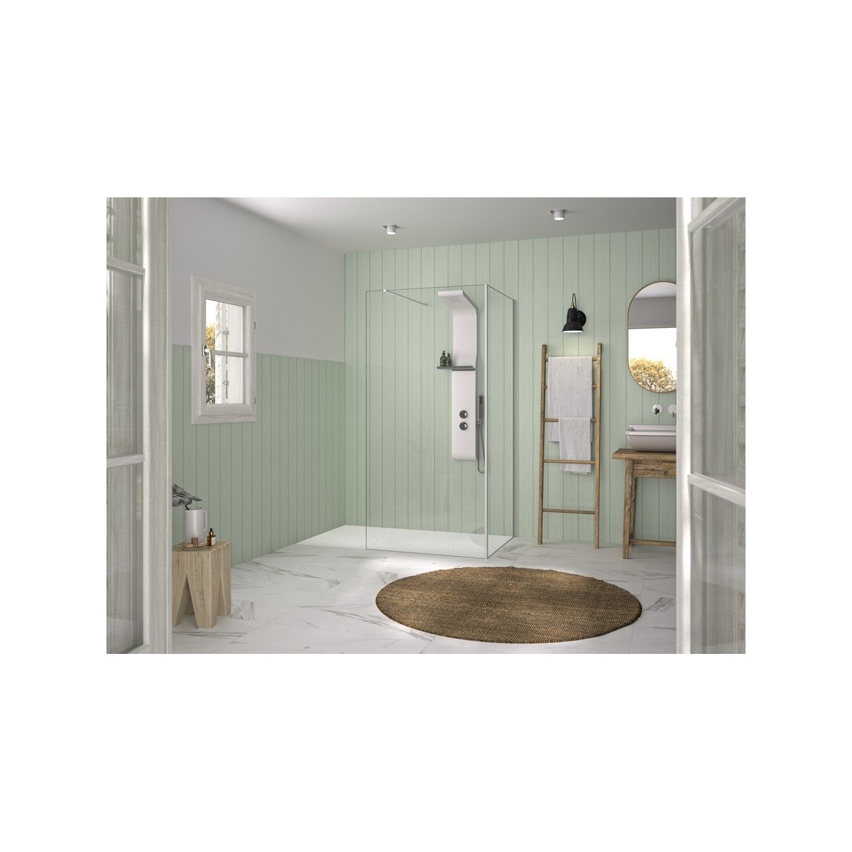 Renvoi d'angle Solo Design 70 cm blanc grainé transparent - KINEDO PA8280BGTNE 