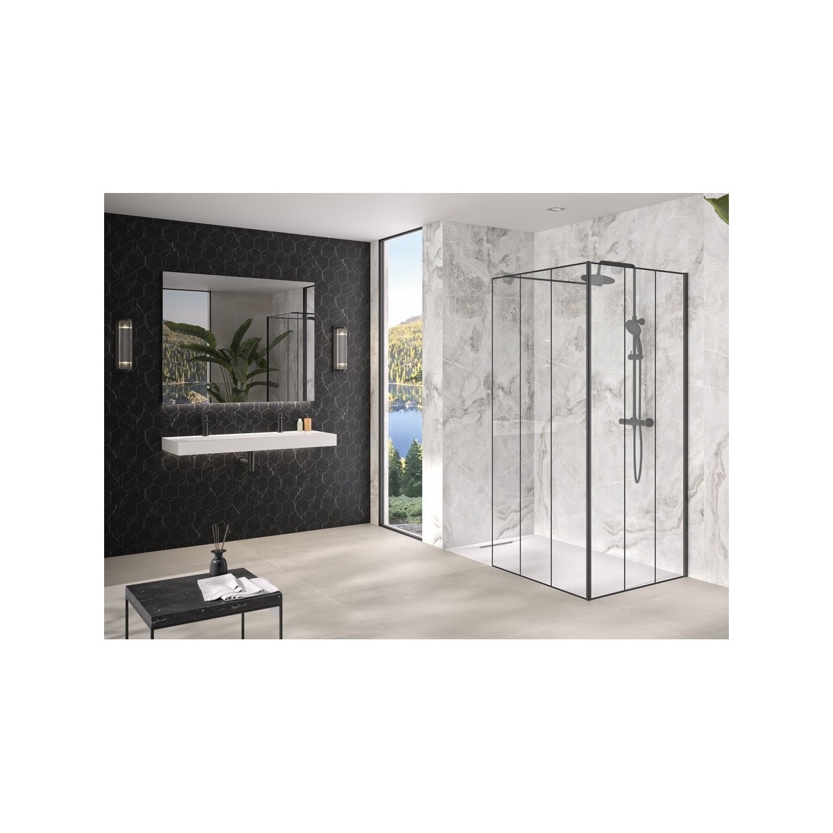 Renvoi d'angle Solo Design 70 cm noir mat atelier - KINEDO PA8280NMATLE 