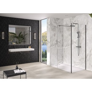 Renvoi d'angle Solo Design 70 cm noir mat transparent - KINEDO PA8280NMTNE 
