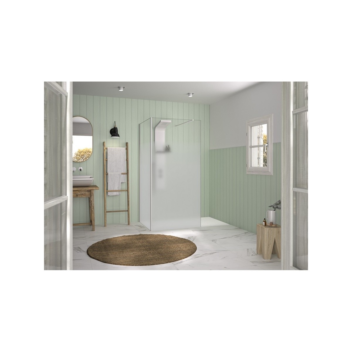 Renvoi d'angle Solo Design 80 cm blanc grainé cosmos XL profilé à gauche - KINEDO PA8281BGCOXEG 