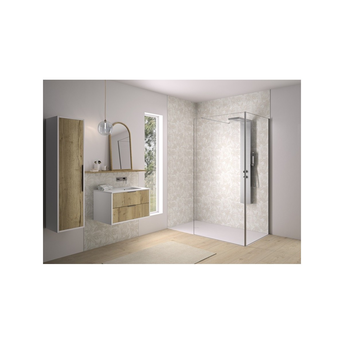 Renvoi d'angle Solo Design 80 cm inox brossé transparent - KINEDO PA8281ITNE 