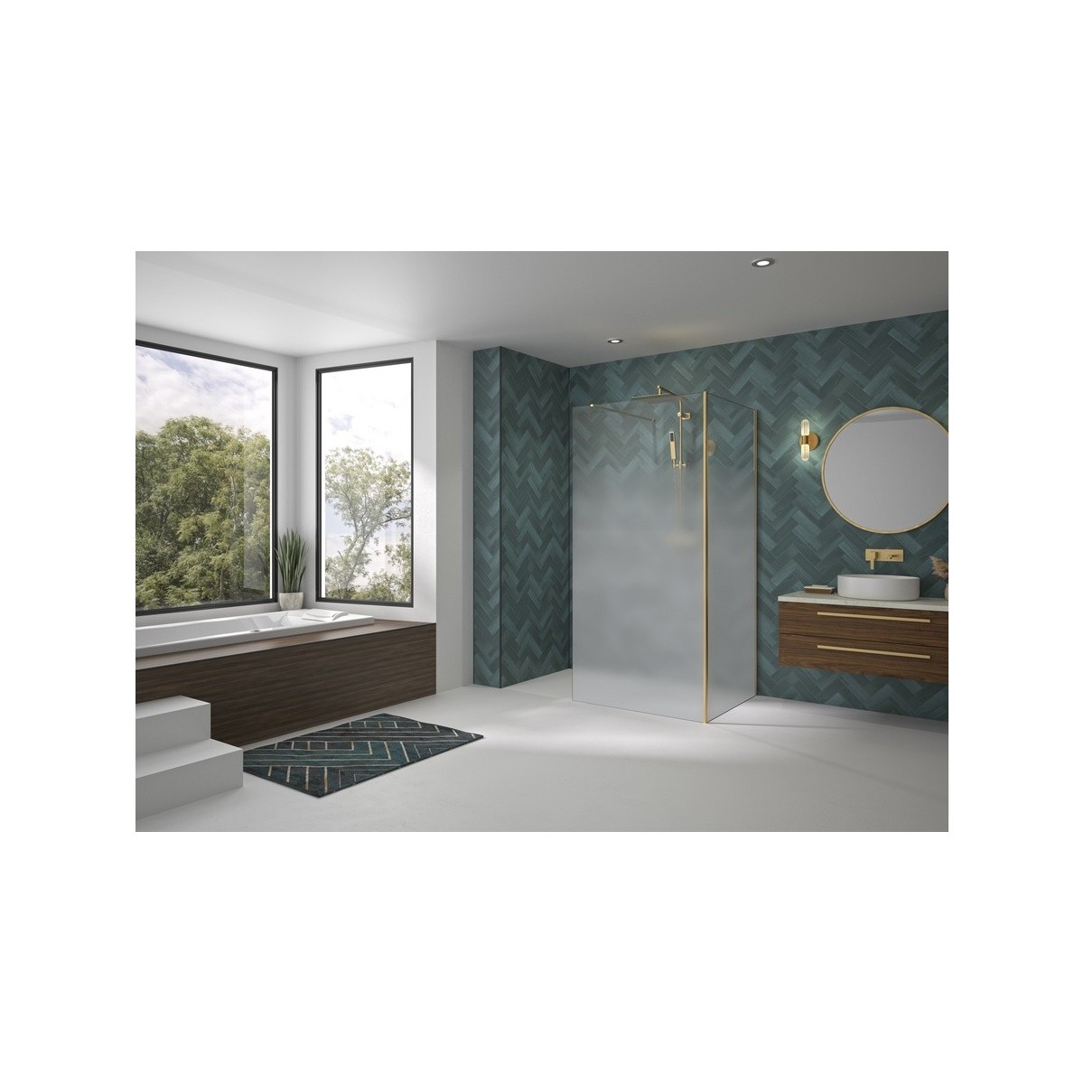 Renvoi d'angle Solo Design 90 cm or brossé cosmos XL profilé à droite - KINEDO PA8282DCOXED 